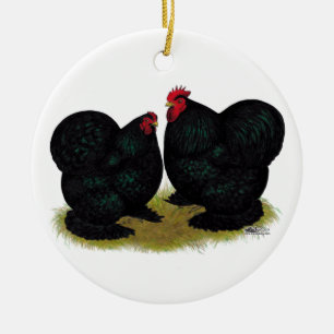 Cochins Black Bantam Pair Julgransprydnad Keramik