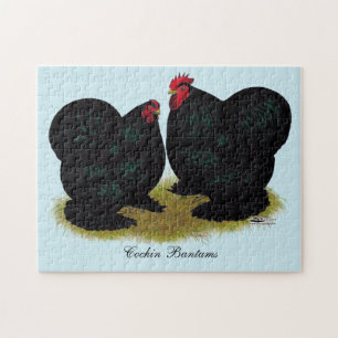 Cochins Black Bantam Pair Pussel