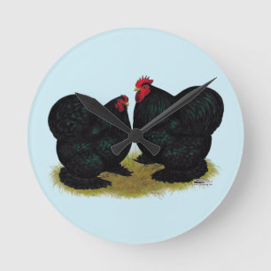 Cochins Black Bantam Pair Rund Klocka