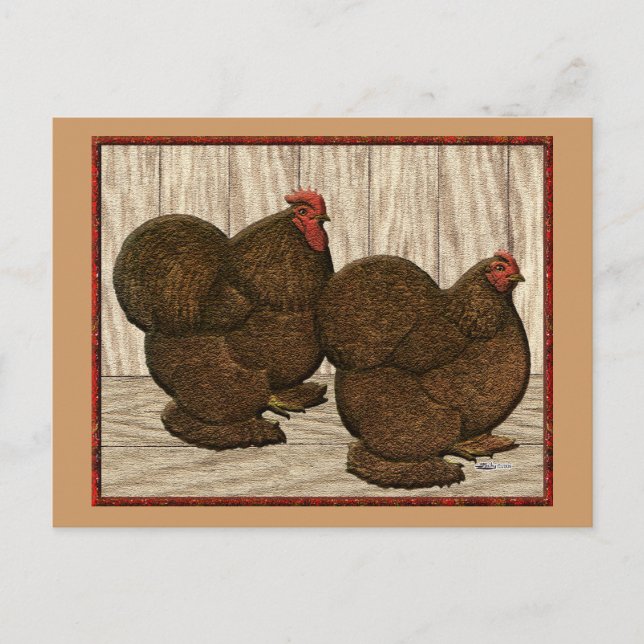 Cochins: Texturerade röda kantamer Vykort (Framsida)