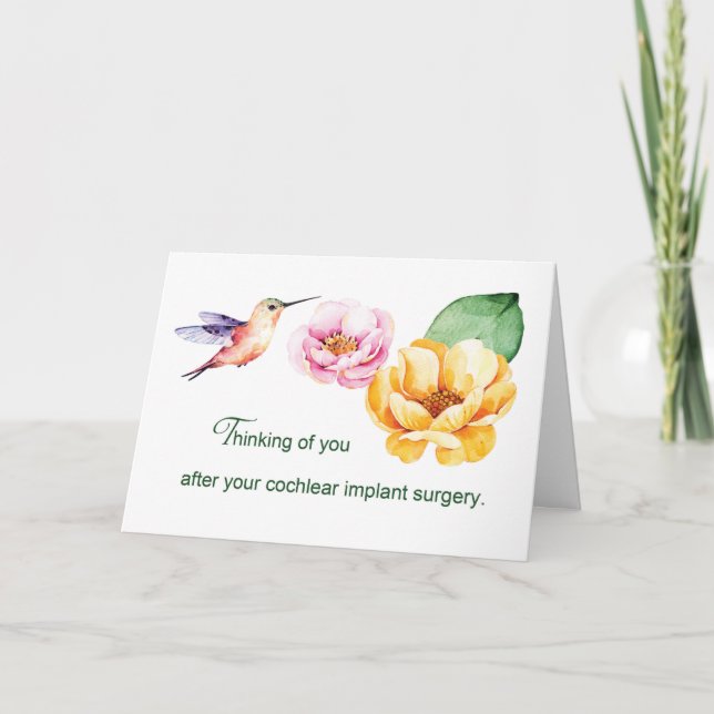 Cochleaimplantat Kirurgi Tänker på Dig Blommor  Kort (Framsida)