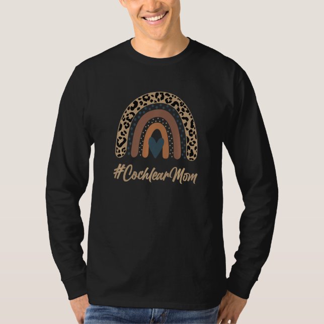 Cochlear Mamma Boho Rainbow Döv Hearing Pri T Shirt (Framsida)