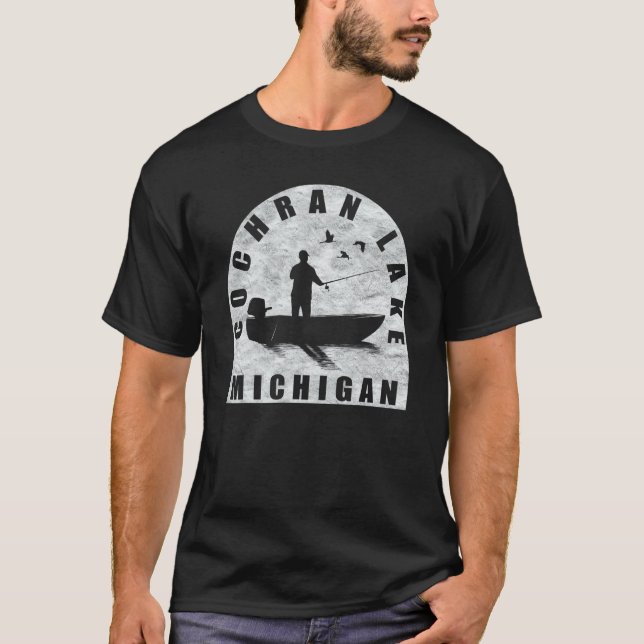 Cochran Lake Fiske Michigan T Shirt (Framsida)