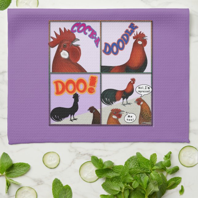 Cock-A-Doodle-Doo! Kökshandduk (Vikta)