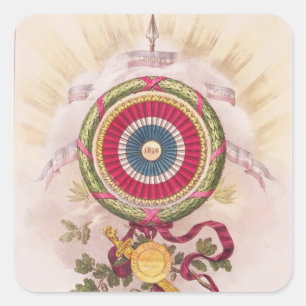 Cockade emblem av 1848 fyrkantigt klistermärke