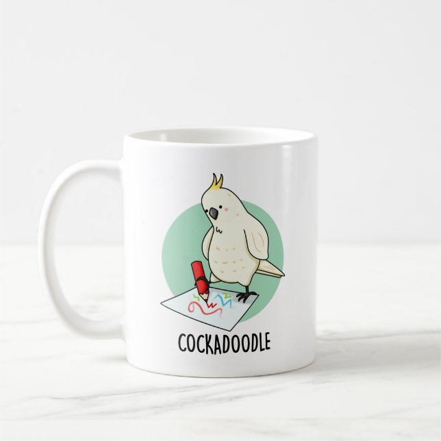 Cockadoodle Funny Cockatoo Pun Kaffemugg (Vänster)