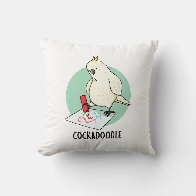 Cockadoodle Funny Cockatoo Pun Kudde (Framsida)