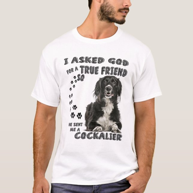 Cockalier Spaniel Quote Mom Dad Print, Cocker Cava T Shirt (Framsida)
