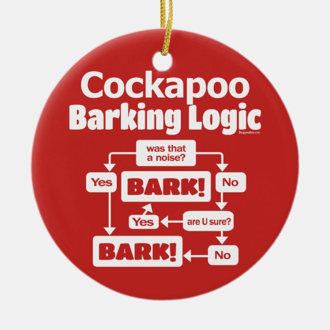 Cockapoo Barking Logic Julgransprydnad Keramik (Framsidan)