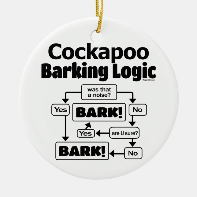 Cockapoo Barking Logic Julgransprydnad Keramik (Framsidan)