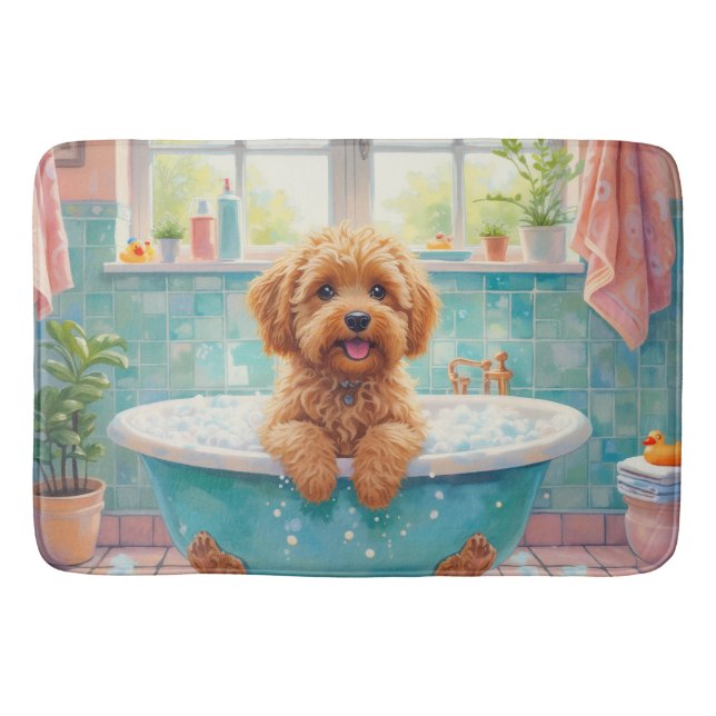 Cockapoo Bath Time Cute Bathroom Decor Badrumsmatta (Framsidan)