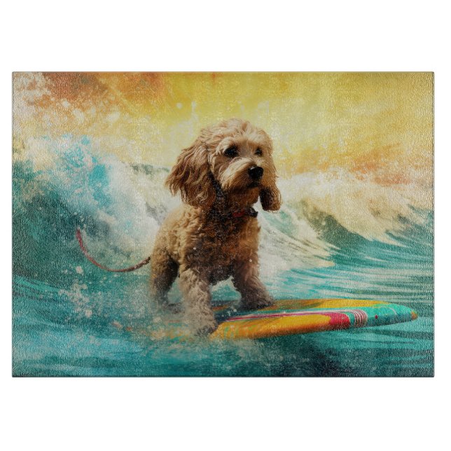 Cockapoo Beach Surfing Målning  (Framsidan)
