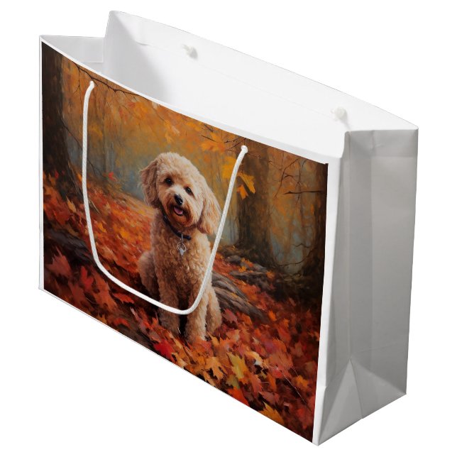 Cockapoo bland höstlöv Fall Inspirerar (Framsidan Vinklad)