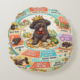 Cockapoo Board Game Cushion | Funny Dog Gift Rund Kudde