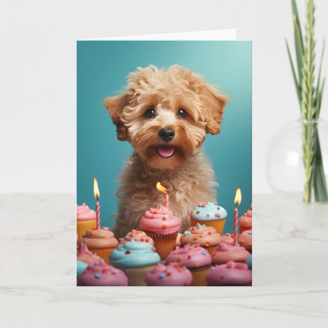 Cockapoo Cake Cute Rolig hund Birday Card Kort (Framsida)
