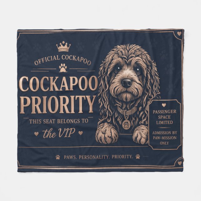 Cockapoo Car Blanket Funny Dog Travel Gift Fleecefilt (Framsidan (Horisontell))
