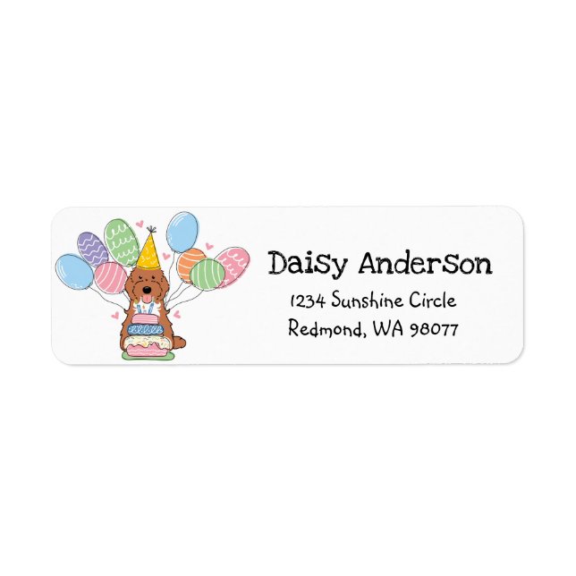 Cockapoo Cavapoo Födelsedagsfest Returadress Etikett (Framsidan)