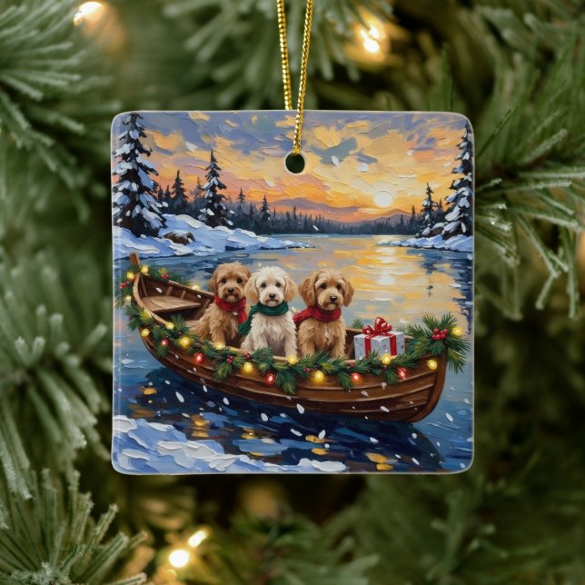 Cockapoo Christmas Boat Holiday Julgransprydnad Keramik (Träd)