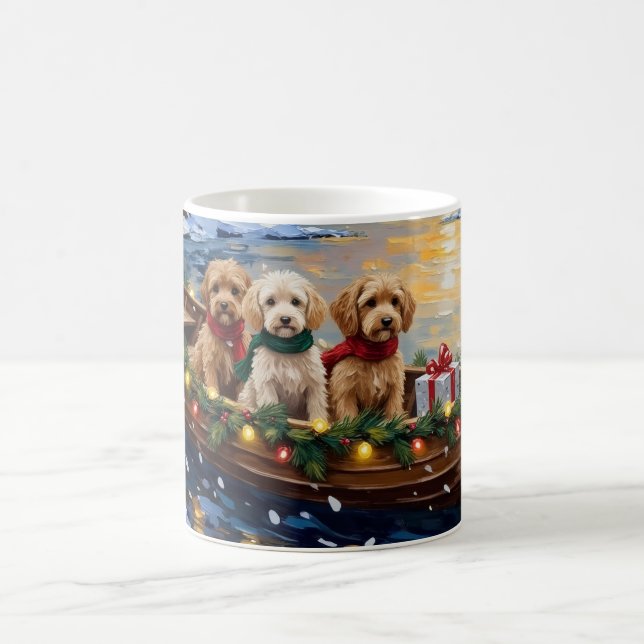 Cockapoo Christmas Boat Holiday Kaffemugg (Center)