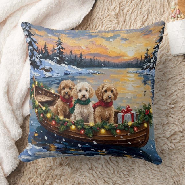 Cockapoo Christmas Boat Holiday Kudde (Filt)