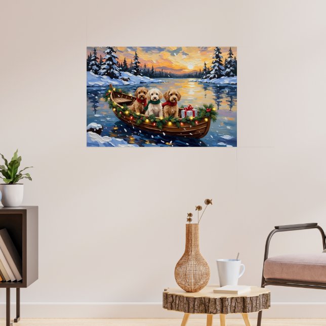 Cockapoo Christmas Boat Holiday Poster (Vardagsrum 3)