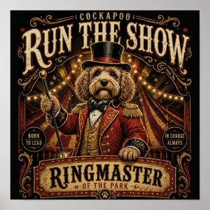 Cockapoo Cirkus Ringmaster Affisch Hund Väggkonst