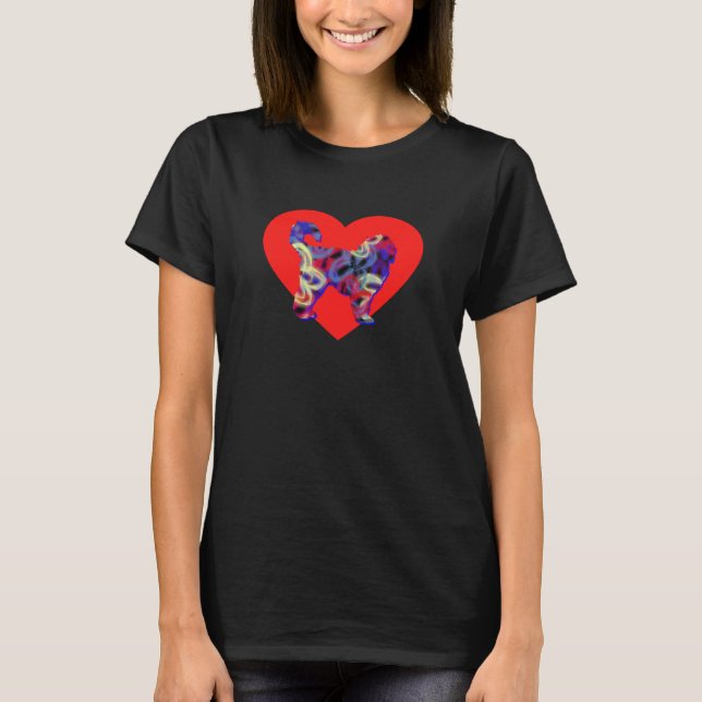 Cockapoo Clip Pet Silhouette Hund Red Heart T Shirt (Framsida)