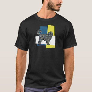 Cockapoo Cute Pet Hund Silhouette Y&B Grid TriColo T Shirt