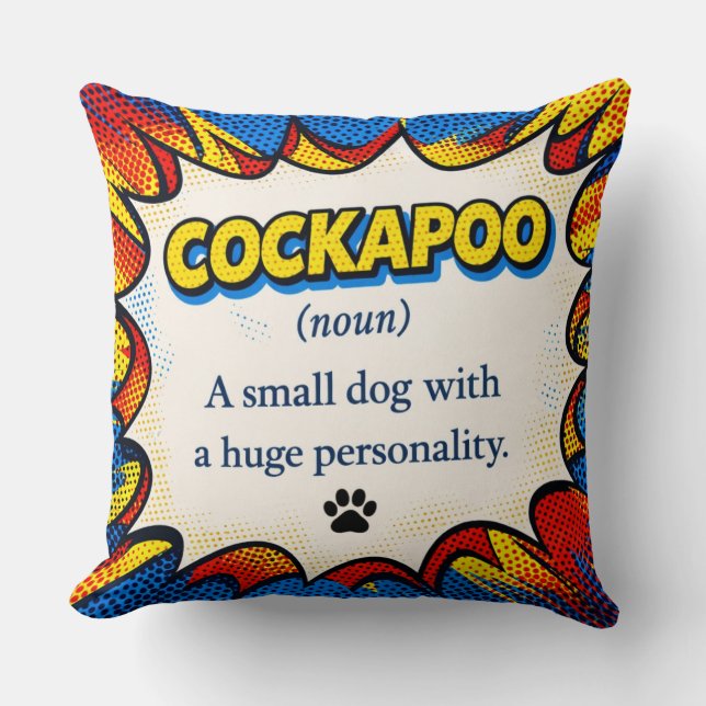 Cockapoo Definition Cushion Funny Dog Pillow Gift Kudde (Framsida)