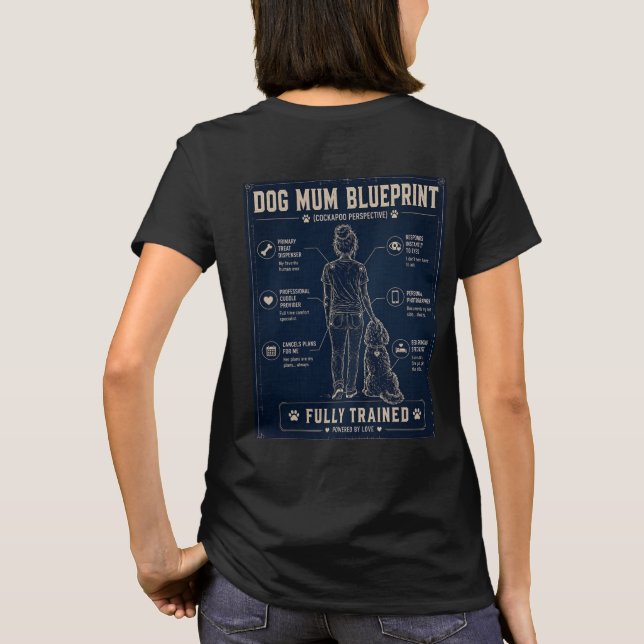 Cockapoo Dog Mum Blueprint T-Shirt (Baksida)