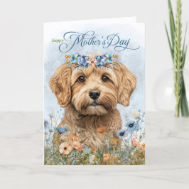 Cockapoo Dog Wildflowers Mother's Day Helgkort