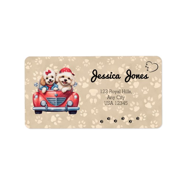 Cockapoo Doodle Hund Puppy Breed Tass avtryck Anpa Adressetikett (Framsidan)