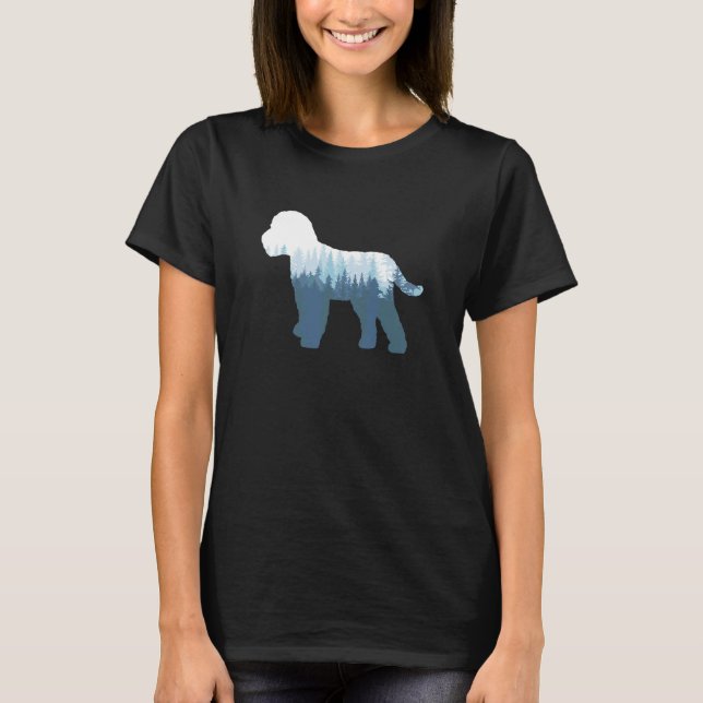 Cockapoo Doodle Hund Silhuett Utomhus Natur T Shirt (Framsida)
