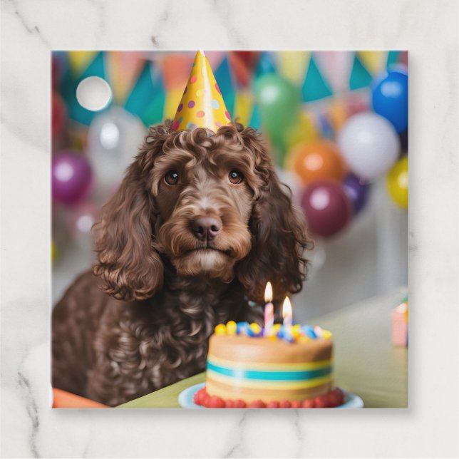 Cockapoo Födelsedagsfest Gåvor Etiketter (Framsida)
