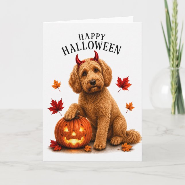Cockapoo Halloween Djävulshund Kort (Framsida)