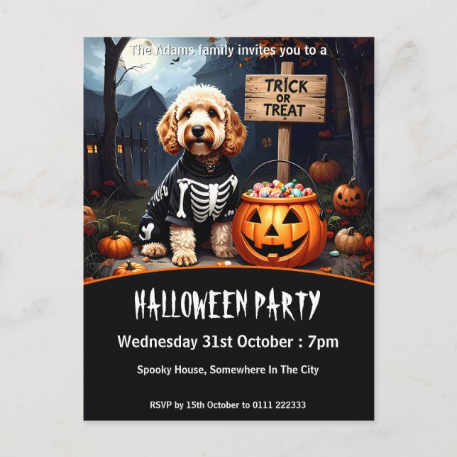 Cockapoo Halloween fest Inbjudan Vykort (Framsida)