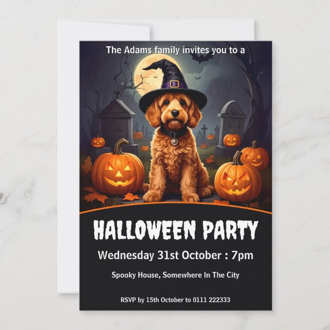 Cockapoo Halloween fest Inbjudningar (Framsida)