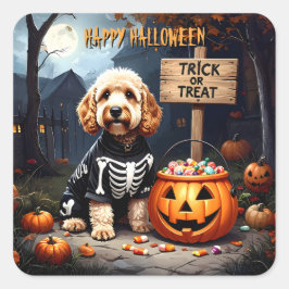 Cockapoo Halloween Fyrkantigt Klistermärke