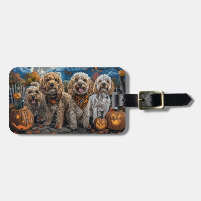 Cockapoo Halloween Kuslig Bagagebricka (Horisontell Framsida)