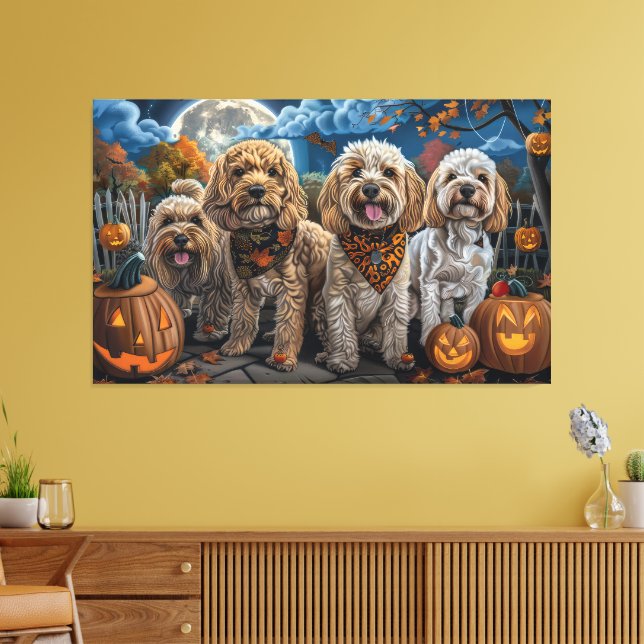 Cockapoo Halloween Kuslig Canvastryck (Insitu (Vardagsrum))