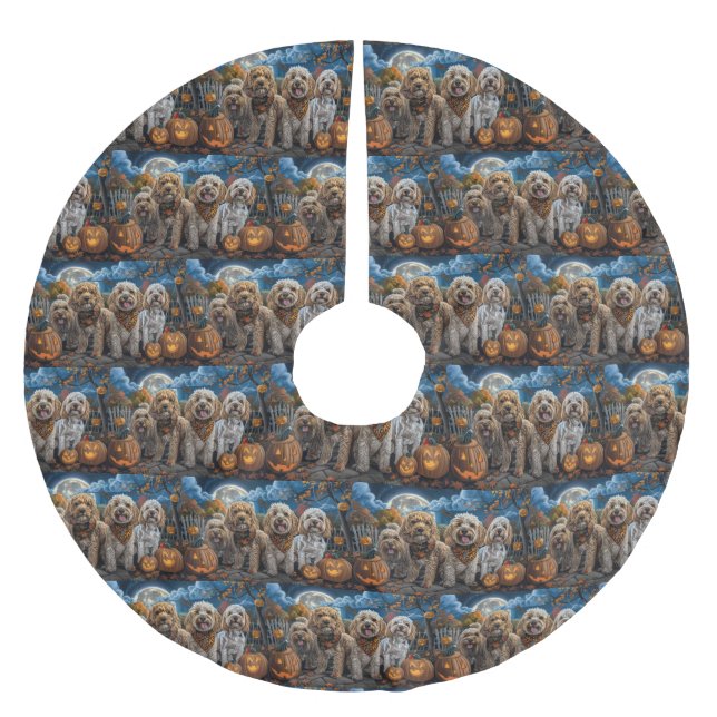 Cockapoo Halloween Spooky Julgransmatta Borstad Polyester (Framsidan)