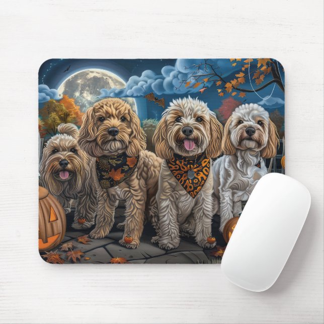 Cockapoo Halloween Spooky Musmatta (Med mus)