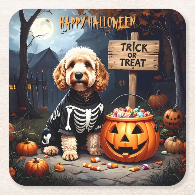 Cockapoo Halloween Underlägg Papper Kvadrat (Framsidan)