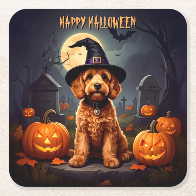 Cockapoo Halloween Underlägg Papper Kvadrat (Framsidan)