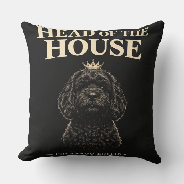 Cockapoo Head Of The House Gift | Funny Dog Owner  Kudde (Framsida)