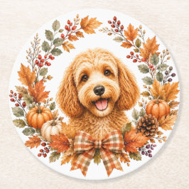 Cockapoo höstkrans coaster underlägg papper rund