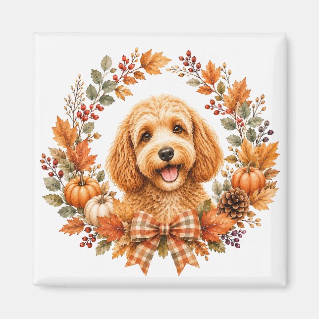 Cockapoo höstkrans magnet (Framsidan)