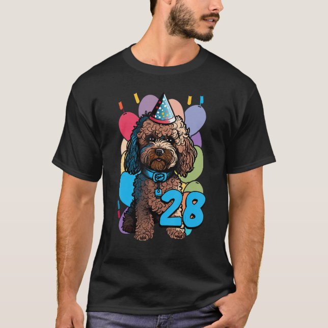 Cockapoo Hund, 28:e födelsedagen efter 28 års föde T Shirt (Framsida)