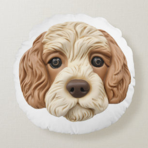 Cockapoo Hund 3D Inspirerad Rund Kudde