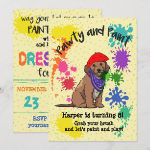 Cockapoo Hund Art Födelsedagsfest inbjudan